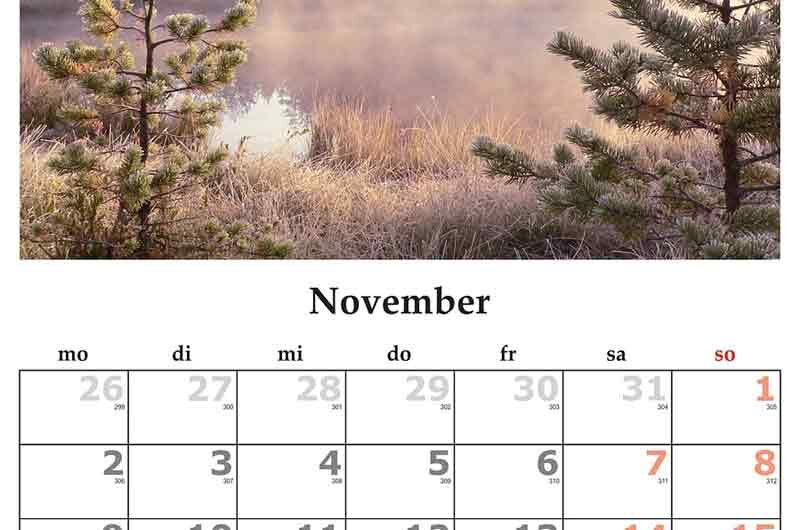 National Days in November – Overview Calendar