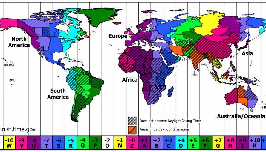 Time Zones List by Country: World Time, UTC, GMT, Standard